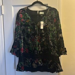 Anthropologie Maeve Women’s Top with Velvet and Knit Detailing